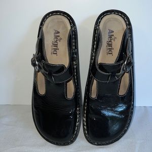 Alegria Nappa Size-9-EUR-40 Black Patent Leather Slip On Mule Clog Shoes…